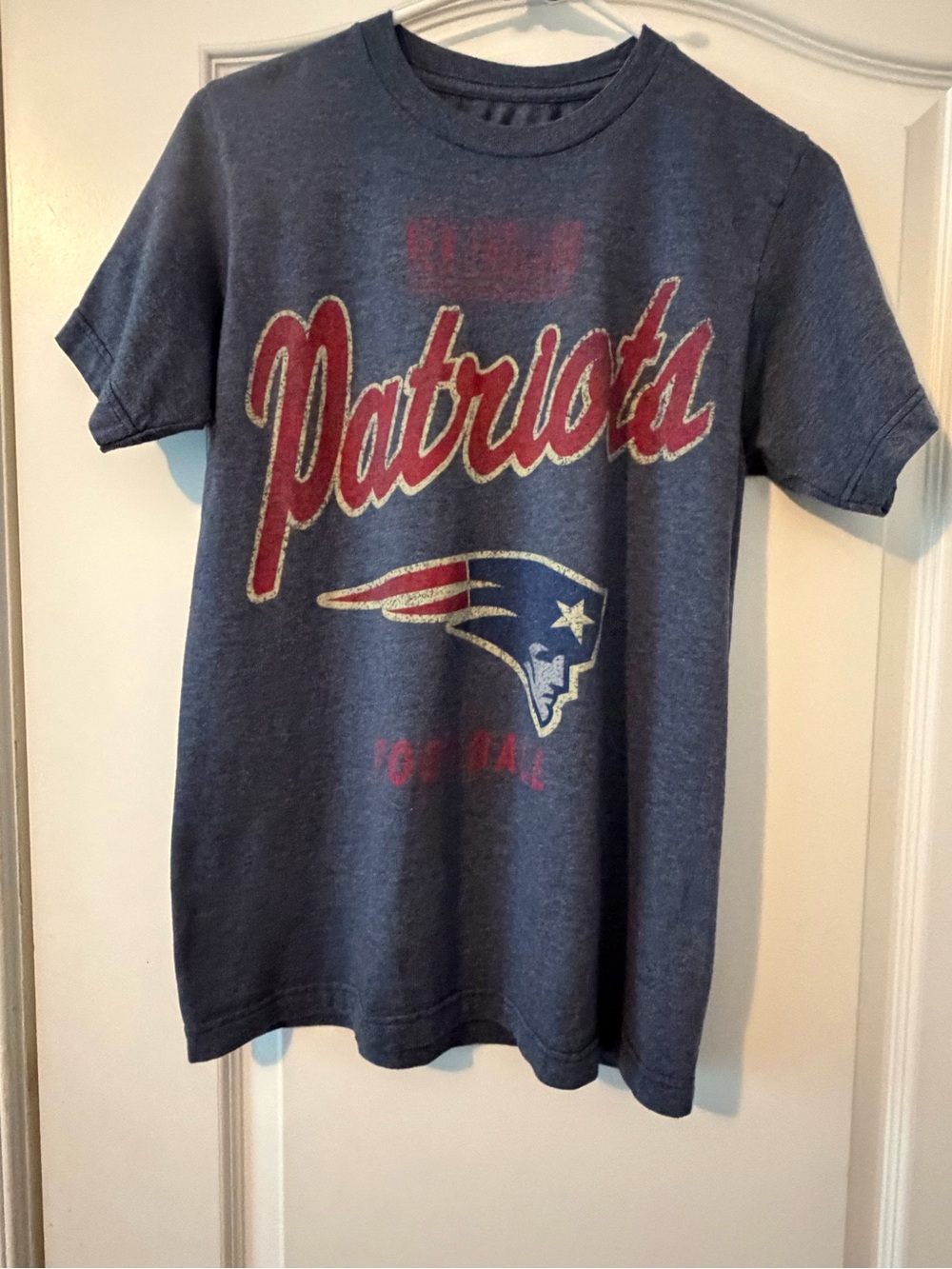 New England Patriots Vintage Style Football Tee Heather Grey Size S